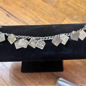 Vintage Silver-Tone 10 Commandments Charm Chain - Unbranded No Clasp